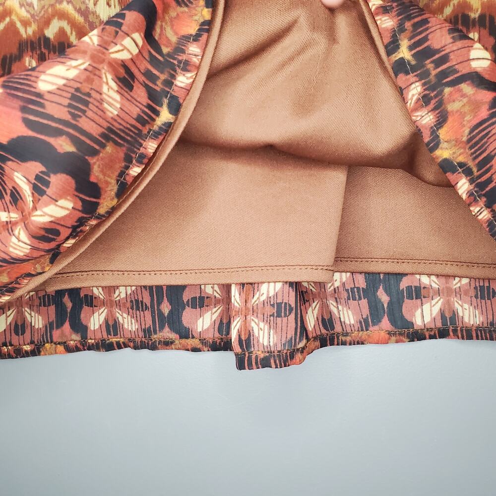 Rabbit Rabbit Rabbit Designs Orange Ikat Floral Pleated‎ Shift Dress 16 - Picture 5 of 8